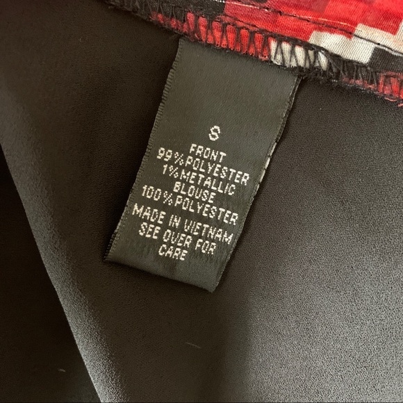 I.N STUDIO Red Black Chevron Print Lace Blouse S - Picture 3 of 6